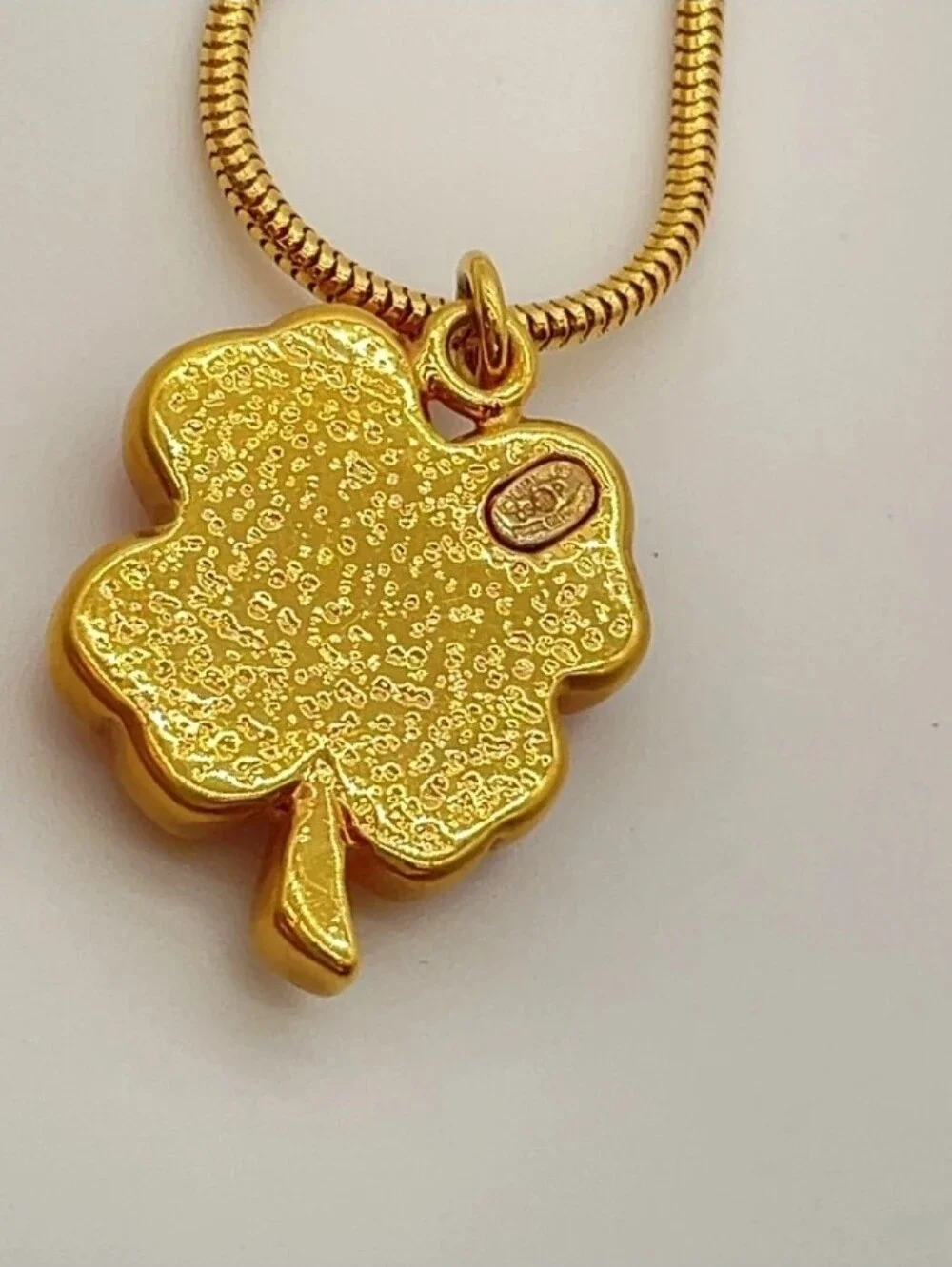 CHANEL Coco Mark Clover Pink Gold  Necklace
